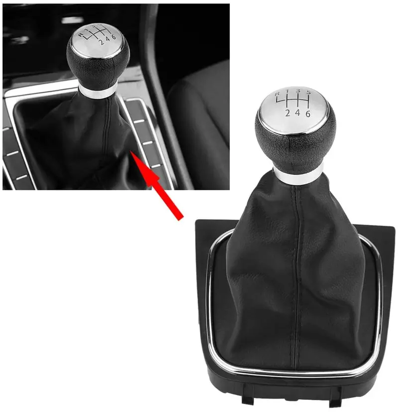 Kimiss Car Automatic Shift Knob With Button, For Audi A5 A4l Q5 B8 B8pa B9 2009-2016, Left-Hand Drive Gaiter Boot Gear Shift Stick Knob Leather Dust-Proof Gaiter Boot Cover 2
