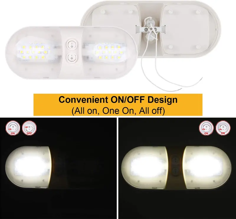 Kohree 12V Led Rv Ceiling Dome Light Rv Interior Lighting For Trailer Camper With Switch, White, 600 Lumens (Natural White 2-Pack) 5