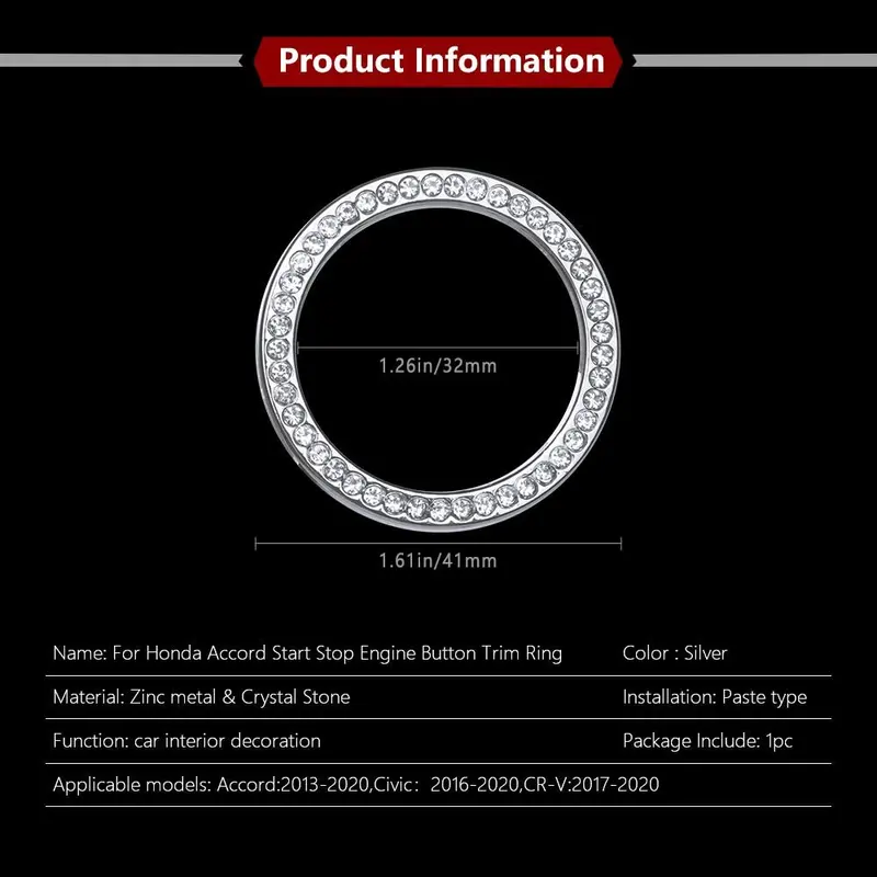 Lecart Bling Car Interior Volume Knob Cover For Honda Car Interior Bling Accessories Premium Zinc Alloy Sound Switch Knob Caps Compatible For Honda Accord 2018 2019 2020 Silver Pack Of 2 3