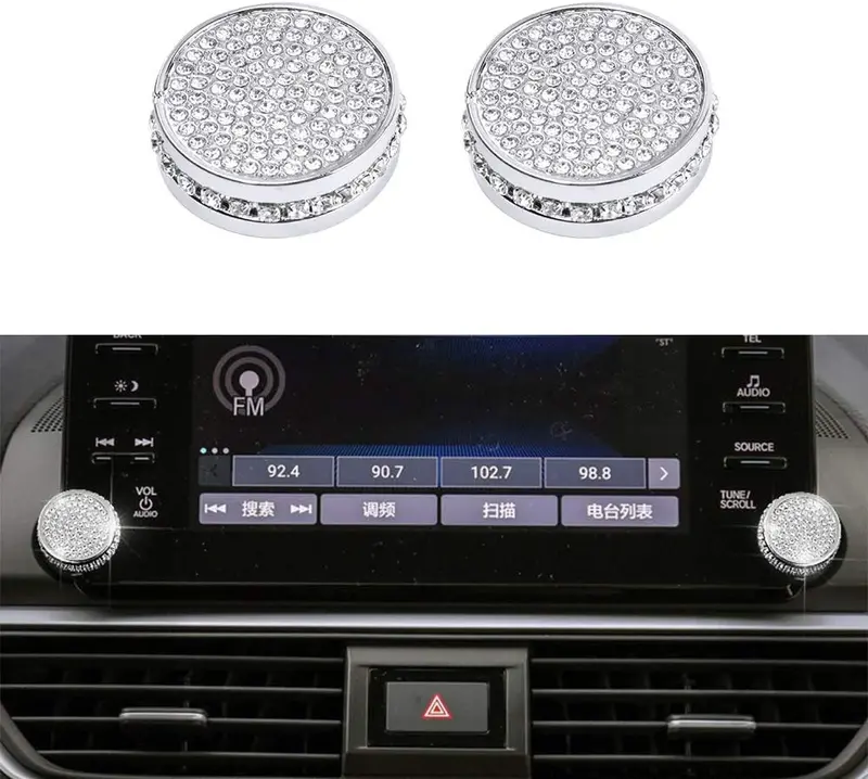 Lecart Bling Car Interior Volume Knob Cover For Honda Car Interior Bling Accessories Premium Zinc Alloy Sound Switch Knob Caps Compatible For Honda Accord 2018 2019 2020 Silver Pack Of 2 4