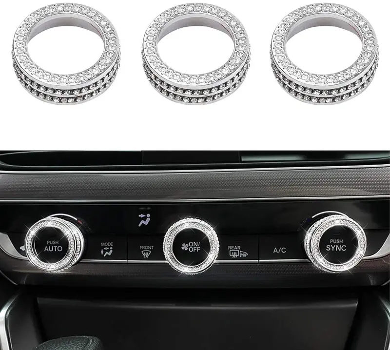 Lecart Bling Car Interior Volume Knob Cover For Honda Car Interior Bling Accessories Premium Zinc Alloy Sound Switch Knob Caps Compatible For Honda Accord 2018 2019 2020 Silver Pack Of 2 8