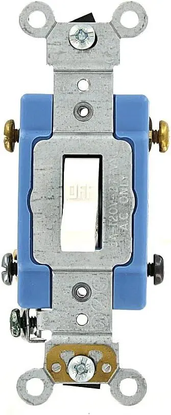 Leviton 1202-2W 15 Amp, 120/277 Volt, Toggle Double-Pole Ac Quiet Switch, Extra Heavy Duty Grade, Self Grounding, Back And Side Wired, White 1