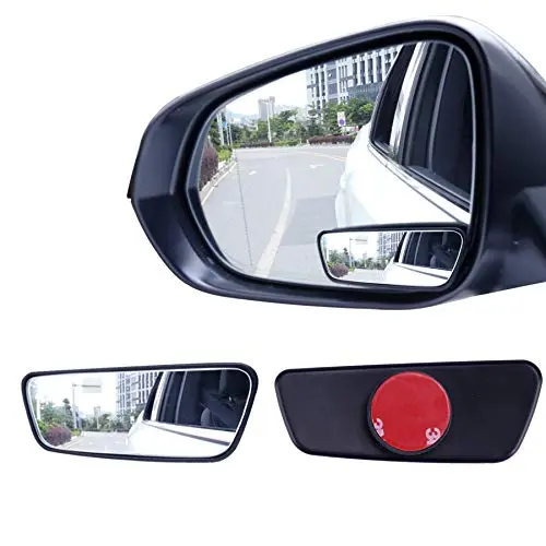 Livtee Framed Rectangular Blind Spot Mirror, Hd Glass And Abs Housing Convex Wide Angle Rearview Mirror With Adjustable Stick For Universal Car (2 Pcs) 1