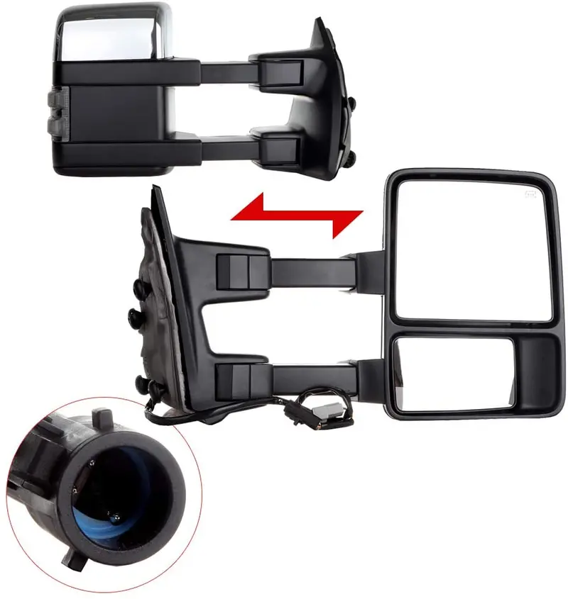 Lujuntec Towing Mirrors Fit For 1999-2007 For Ford F250/F350/F450/F550 Super Duty Tow Mirrors Set Driver And Passenger Side Power Adjust Heated Turn Signal Light Chrome Housing 1