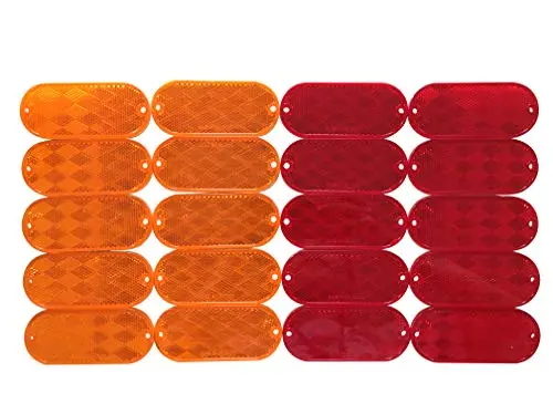 Maxxhaul 50016 Oval Reflectors 10 Red-10 Amber Self Adhesive Or Drill Mount-Dot, 20 Pack 1