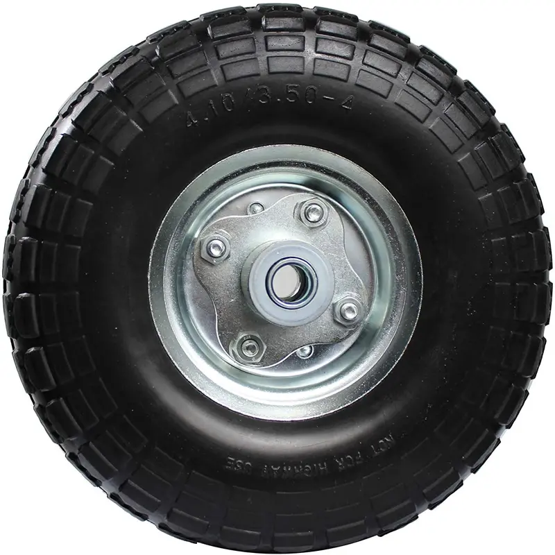 Maxxhaul 50501 Diameter 10" Flat Free All Purpose Tire With 5/8" Ball Bearing Axle Bore Dia, Black 1