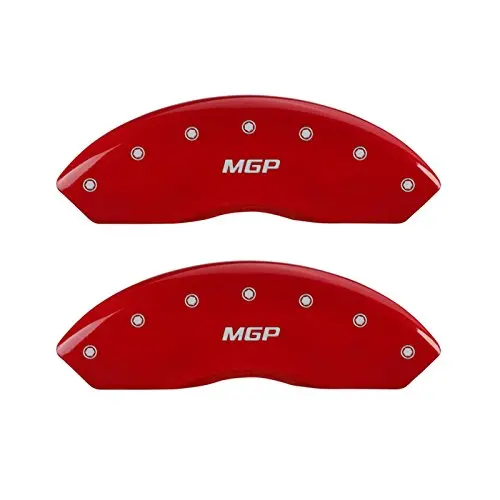 Mgp Caliper Covers 16077Smgprd 'Mgp' Engraved Caliper Cover With Red Powder Coat Finish And Silver Characters, (Set Of 4) 1