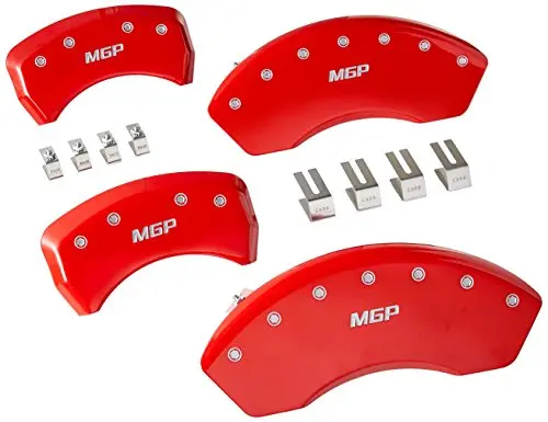 Mgp Caliper Covers 17112Smgprd Caliper Cover (Red Powder Coat Finish, Engraved Front And Rear: Mgp, Silver Characters, Set Of 4) 1