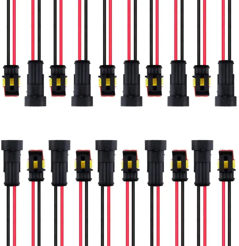 Muyi 2 Pin Way Car Waterproof Electrical Connectors With Wire 18 Awg Marine Plug Connector Pack Of 10 1