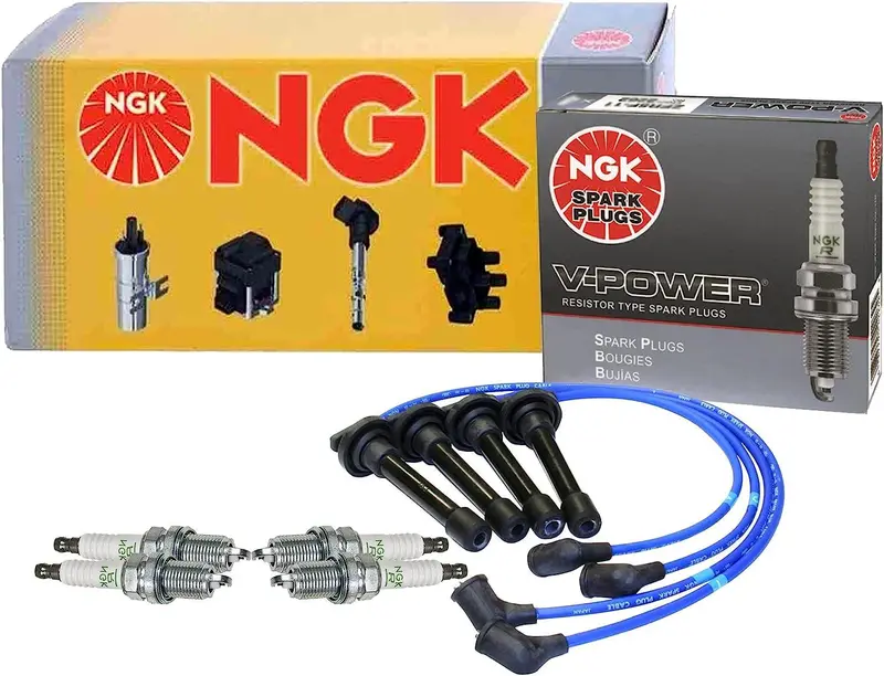 Ngk Wire & 4 V-Power Spark Plugs Kit For Honda Civic Del Sol 1.5 L4 D15b7 Sohc 1