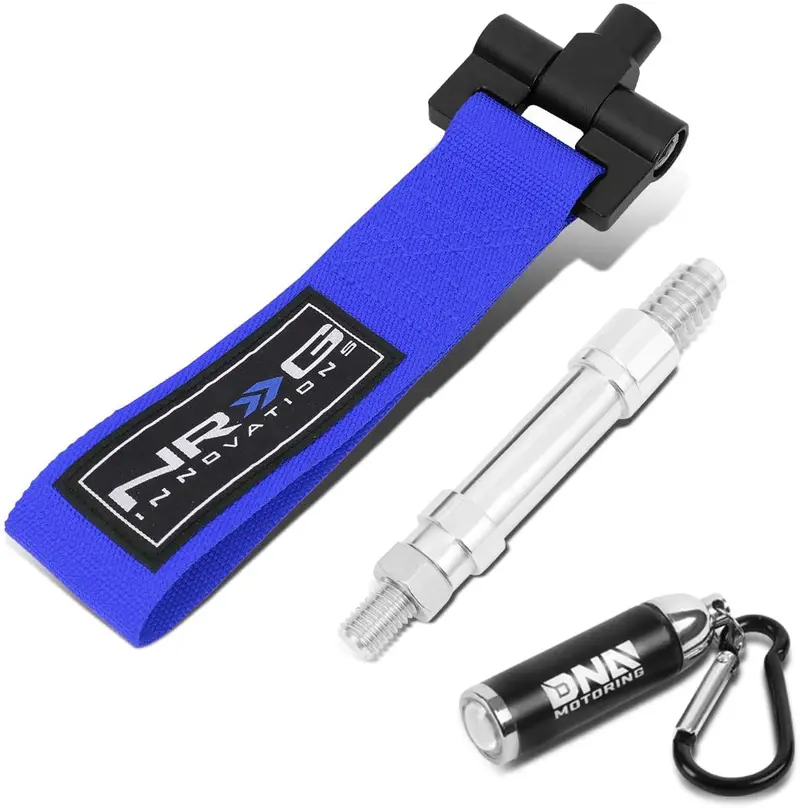 Nrg Innovations Tow-E36bl Front/Rear Bumper 2.25 Inches Wide Nylon Tow Towing Hook Belt + Led Keychain Flashlight 1