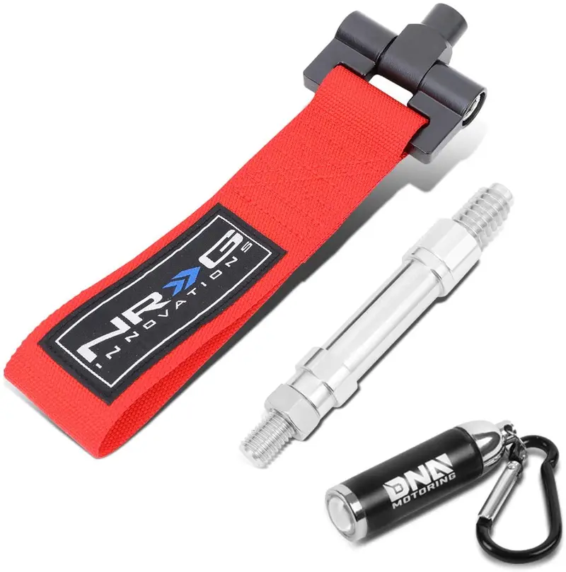 Nrg Innovations Tow-E36rd Front/Rear Bumper 2.25 Inches Wide Nylon Tow Towing Hook Belt + Led Keychain Flashlight 1