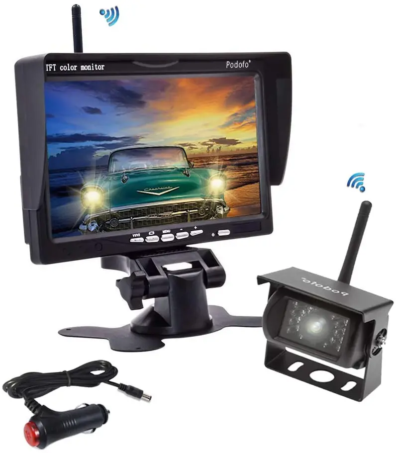 Oiliehu Wireless Backup Camera With 7 Inch Hd Tft Lcd Monitor, Ip 67 Waterproof Night Vision Rear View Camera For 12~24V Cars, Trucks, Suvs, Vans, Trailers 1
