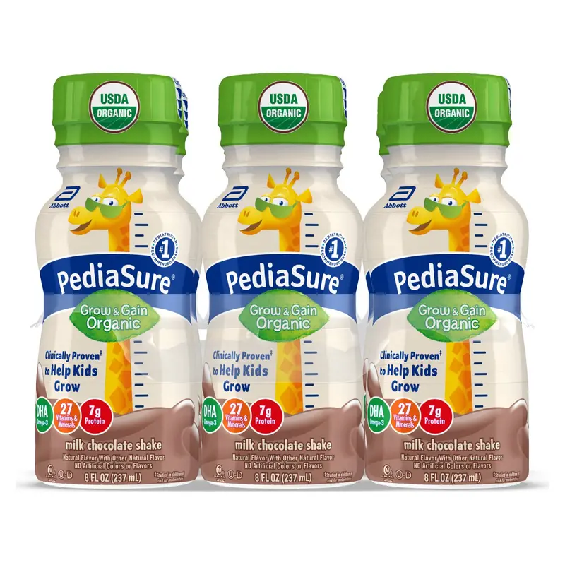 Pediasure Organic Kid’S Nutrition Shake, Non-Gmo, No Artificial Flavors Or Colors, No Artificial Growth Hormones, 7G Protein, 32Mg Dha Omega-3, Milk Chocolate, 8 Fl Oz, 24 Count 1