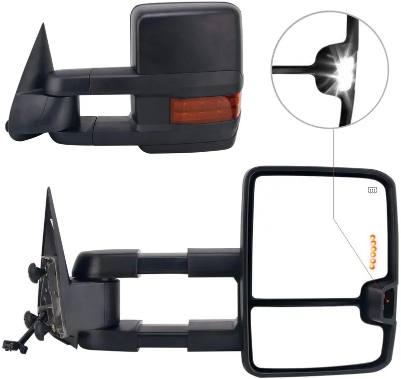 Perfit Zone 2007-2014 Silverado Towing Door Side Mirrors Power Heated Led Signal Lamps Passenger Right Side Driver Left Side Tow Mirror Pair Set 1