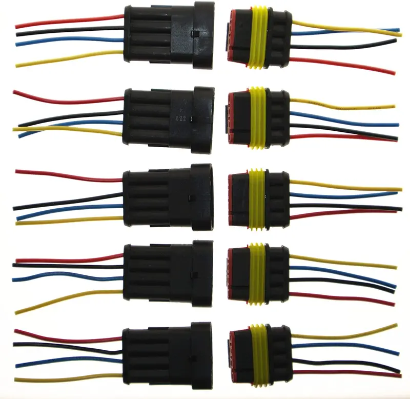 Pes 5 Packs Of 4 Pin Way Wire Connector Plug Car Auto Waterproof Electrical Connector And Plug Socket Kit With Wire Awg Gauge Marine 1