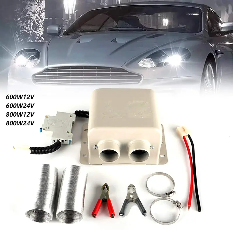 Portable Car Fan Heater 12V/ 24V Car Heater 600W/ 800W 2 Holes Heated Fan Heaters Windshield Defroster Demister For Glasses (600W,12V) 1