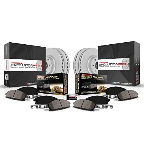Power Stop Crk2385 Coated Brake Rotor & Ceramic Brake Pads- Front & Rear 1