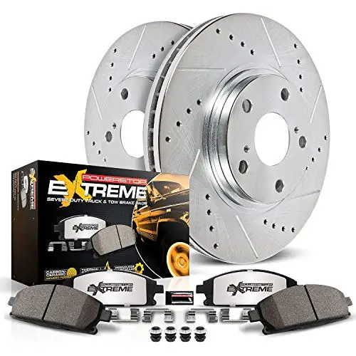 Power Stop K2203-36 Front Z36 Truck & Tow Brake Kit, Carbon Fiber Ceramic Brake Pads And Drilled/Slotted Brake Rotors 1