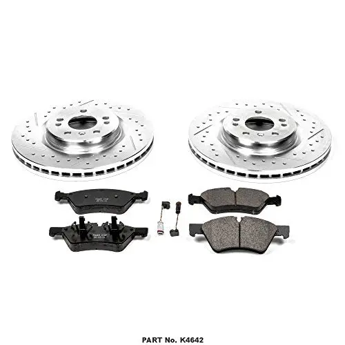 Power Stop K4642 Front Z23 Carbon Fiber Brake Pads With Drilled & Slotted Brake Rotors Kit 2