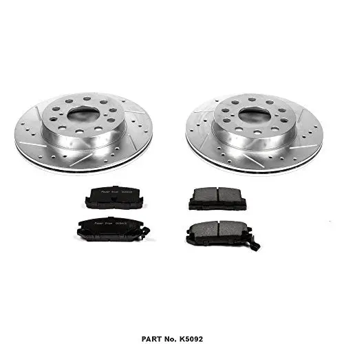 Power Stop K5092 Rear Z23 Carbon Fiber Brake Pads With Drilled & Slotted Brake Rotors Kit 2