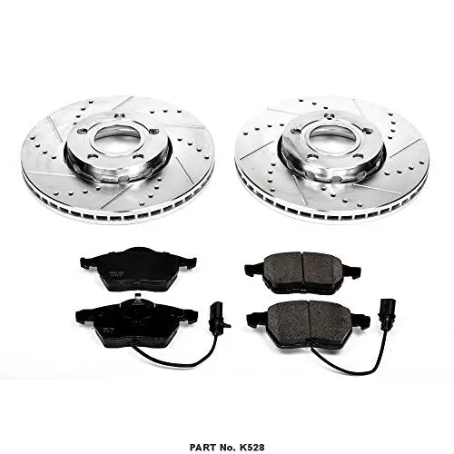 Power Stop K528 Front Z23 Carbon Fiber Brake Pads With Drilled & Slotted Brake Rotors Kit 2