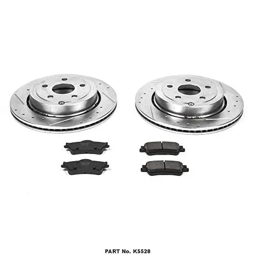 Power Stop K5528 Rear Z23 Carbon Fiber Brake Pads With Drilled & Slotted Brake Rotors Kit 2
