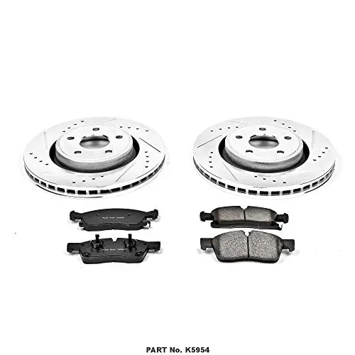 Power Stop K5954 Front Z23 Carbon Fiber Brake Pads With Drilled & Slotted Brake Rotors Kit 2