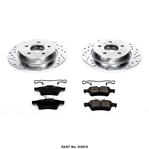 Power Stop K5975 Rear Z23 Carbon Fiber Brake Pads With Drilled & Slotted Brake Rotors Kit 2