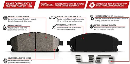 Power Stop K6761 Rear Z23 Carbon Fiber Brake Pads With Drilled & Slotted Brake Rotors Kit 2