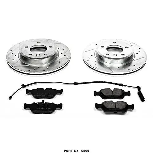 Power Stop K869 Front Z23 Carbon Fiber Brake Pads With Drilled & Slotted Brake Rotors Kit 2