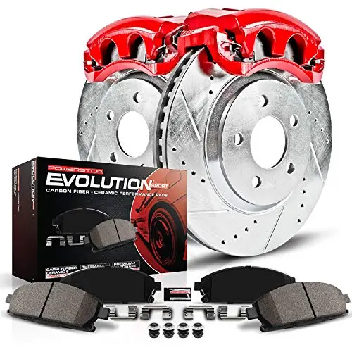Power Stop Kc1854 Z23 Evolution Sport 1-Click Brake Kit With Powder Coated Calipers (Brake Pads, Drilled/Slotted Rotors) 1