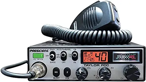 President Taylor Fcc, 12/24V Cb Radio, 40 Channels Am, Up/Down Channel Selector, Volume Adjustment And On/Off, Multi-Functions Lcd Display, S/Rf Vu-Meter, Beep Function, Emg Programmable, Talkback 1