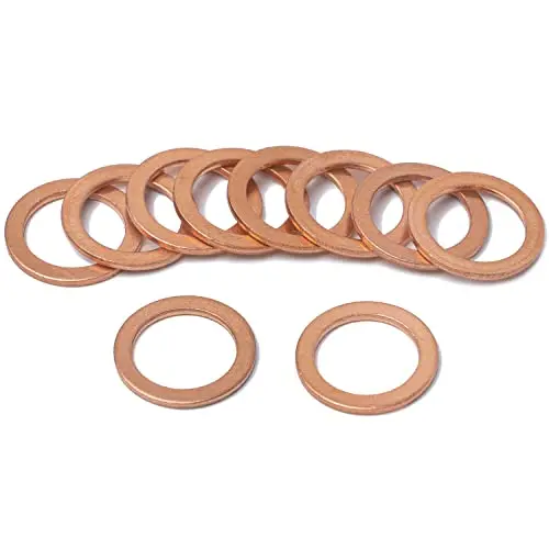 Prime Ave Oem Copper Oil Drain Plug Washer Gaskets Compatible/Replacement For Mercedes Part#: 007603-014106 (Pack Of 10) 1
