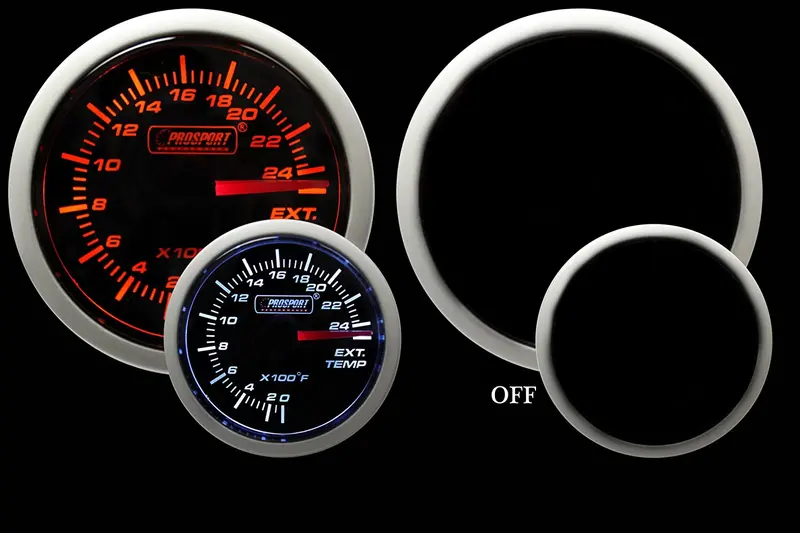 Prosport Gauges Exhaust Gas Temperature Gauge- Electrical Amber/White Performance Series 52Mm (2 1/16") 1