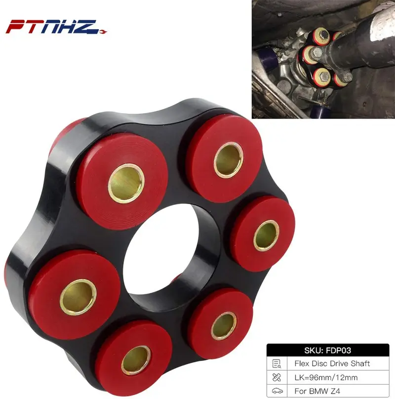 Ptnhz Manual Transmission Mount Flex Disc Drive Shaft Coupling Bushing Aluminum Polyurethane 85A Compatible For E30 E46 E36 E53 E24 Z4 26117511454/26112226527 1