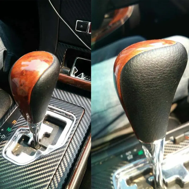 Pursuestar Black Leather Gear Shift Knob For Toyota Camry Crown Rav4 Land Cruiser Hiace Corolla Mazda Lexus Es Rx Gs Is Sc 4