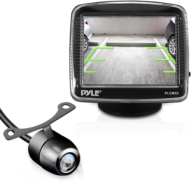 Pyle Backup Car Camera Rearview Monitor System - Parking And Reverse Assist W/ Waterproof And Night Vision Abilities, 3.5" Monitor Display Screen, Wide Angle Lens & Distance Scale Lines - (Plcm32) (Standard Packaging) 1