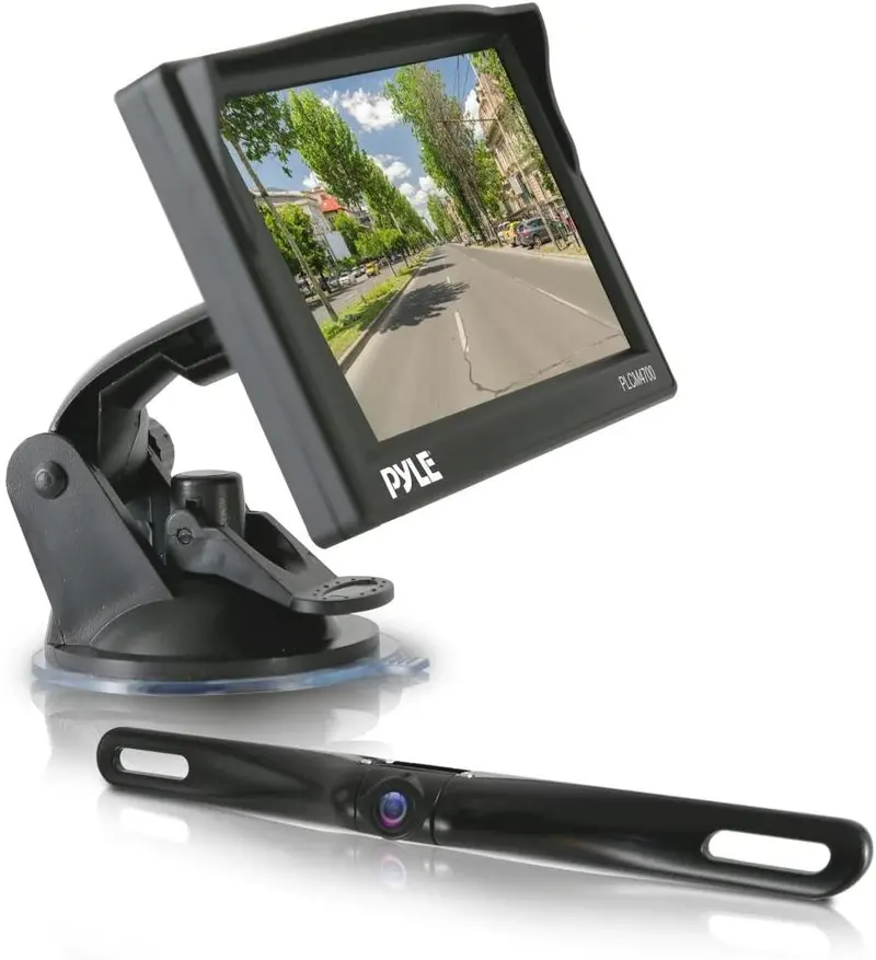 Pyle Backup Car Camera Rearview Monitor System - Parking & Reverse Assist With Waterproof And Night Vision Abilities, 4.7" Monitor Display Screen, Wide Angle Lens Cam, Distance Scale Line - (Plcm4700) (Standard Packaging) 1