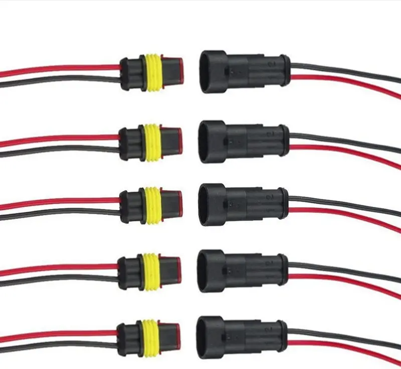 Qiorange 5 Set 2 Pin Way Car Auto Waterproof Electrical Connector Plug Socket Kit With Wire Awg Gauge Marine Pack Of 5 (2 Pin 5 Set) 1