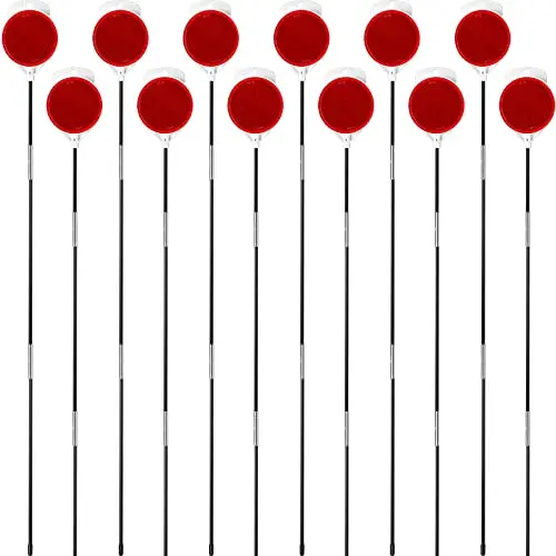 Red Reflective Driveway Markers, Double Sided Snow Metal Reflectors Sticks For Driveway Entrance, Post, Road, High Visibility At Night Or Any Weather, 37 Inch (12 Pieces) 1