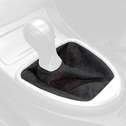 Redlinegoods Shift Boot For 2008-2013 Infiniti G37 (V36). Black Suede (Alcantara) With Red Thread 1