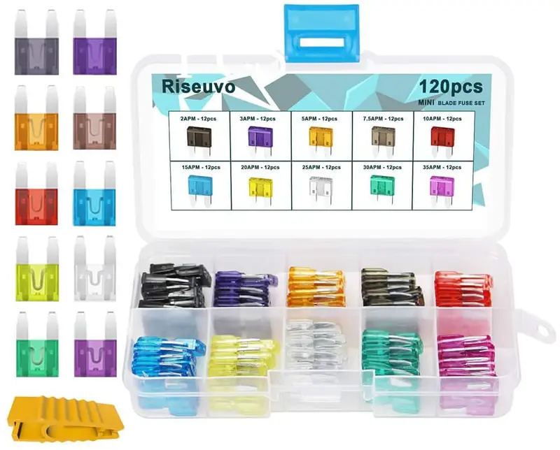 Riseuvo Mini Blade Fuse Assortment - Car Automotive Truck Auto Atm Fuse Kit (2 3 5 7.5 10 15 20 25 30 35 Amp) 1