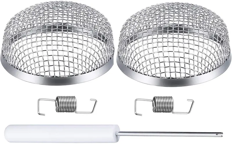 Rkurck Rv Furnace Vent Cover, Flying Insect Screen Net Cover, Heater Exhaust Vents Screen 2.8 Inch Stainless Steel Mesh For Rv Camper 2 Pack - Installation Tool Included 1