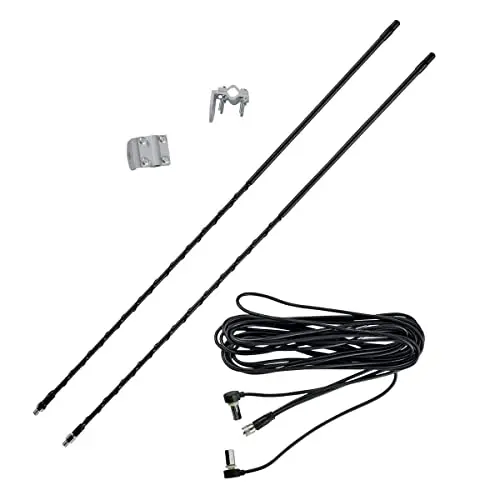 Roadpro Rpps-23Kb Platinum Series Black 3' 1000W Dual Mirror Mount Cb Antenna Kit 1