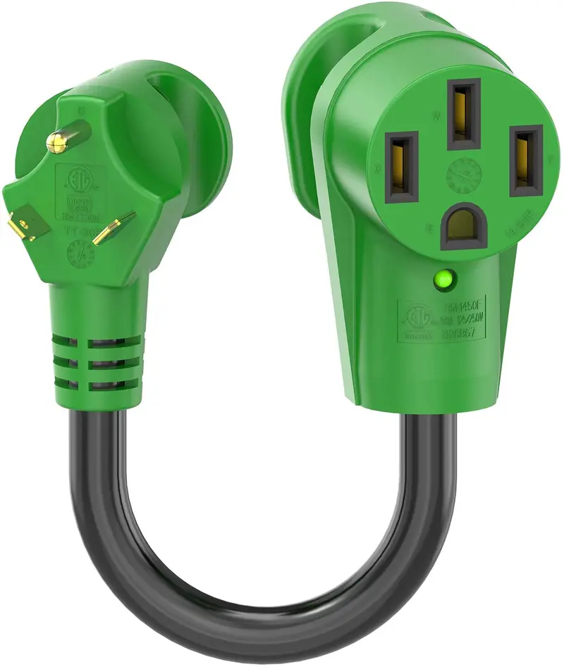 Rvmate 15 Amp To 50 Amp Rv Adapter Cord 12", 5-15P Male To Ss 2-50R Female, Right-Angle Dogbone With Led Indicator, Lockable Design 1