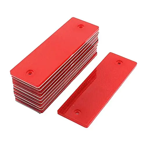 S Sydien 10Pcs Red Rectangular Stick-On/Screw-Mount Reflector With Chrome Plastic Trim For Trucks,Trailers, Rvs And Buses 1