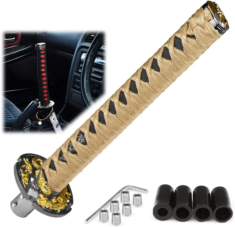 Samurai Sword Red Black Shift Knob Shifter Alloy Katana Adapters Universal 26Cm 1