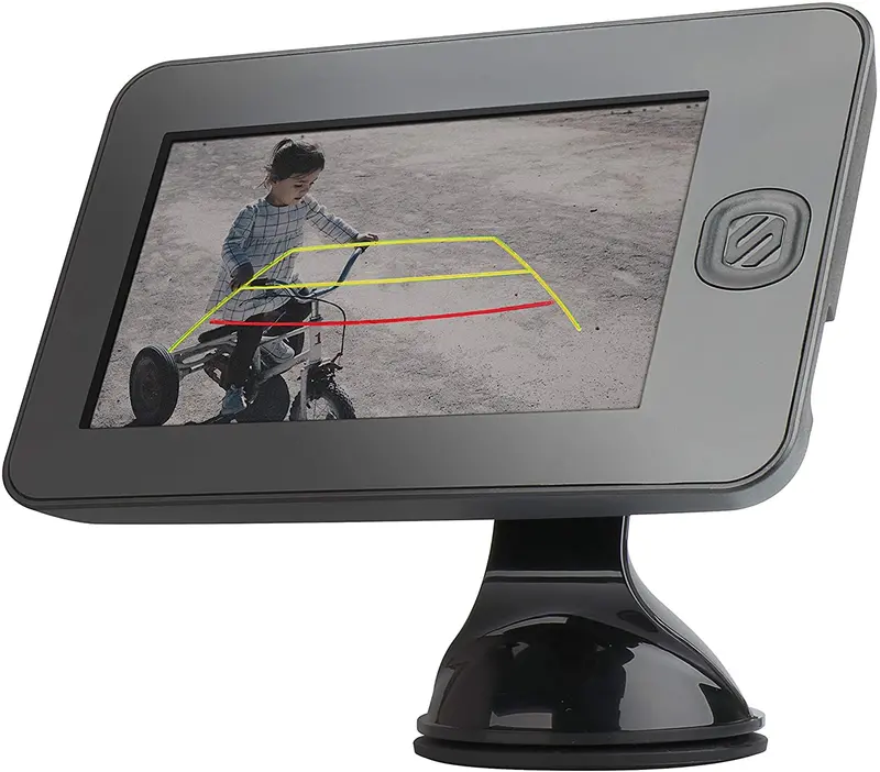 Scosche Wbusspf43 Wireless Solar Powered Backup Camera System With 4.3” Color Dash Monitor And License Plate Frame For Cars, Trucks And Suv’S (Wireless) 1