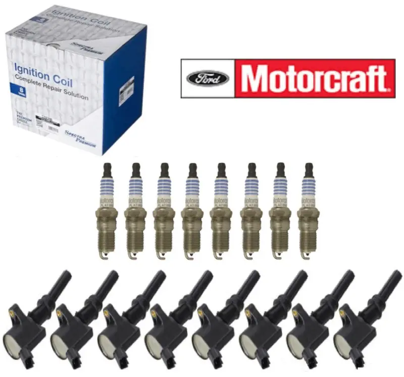 Set 8 Ford Spark Plugs Motorcraft Sp493 & Coils Oem # Agsf32pm Dg508 4.6 V8 1
